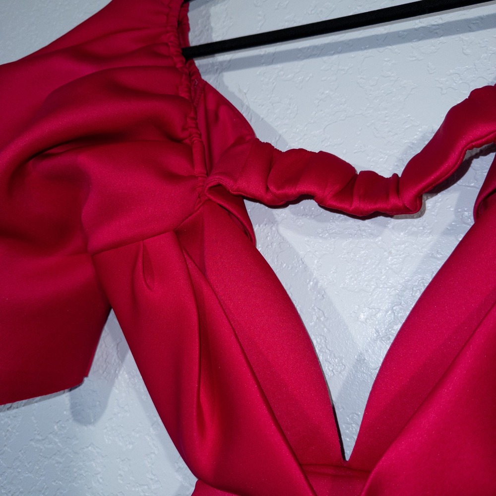 ASOS Fuchsia Puff Sleeve Mini Dress - Picture 3 of 8